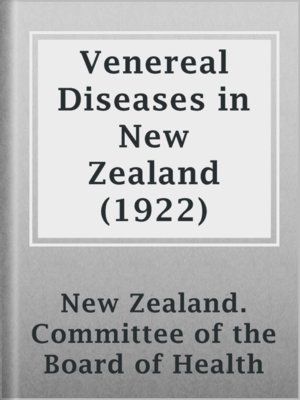 cover image of Venereal Diseases in New Zealand (1922)
